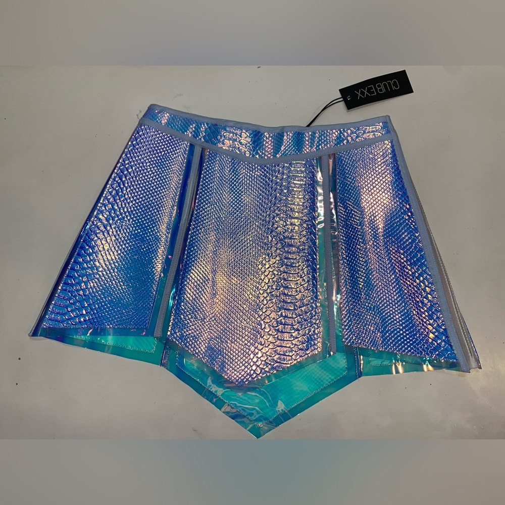 NEW Iridescent Holographic Skirt, Size Medium, Dolls Kill Club Exx Empress